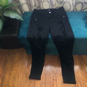 Fashion Nova High Rise Zipper Distressed Jeans